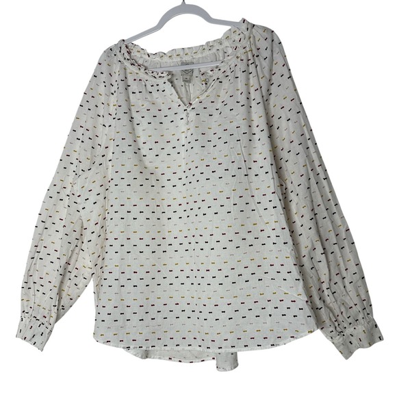 New St Johns Bay Top Women's  2X Embroidered Peasant Cottage Core Long Sleeve - Picture 1 of 11